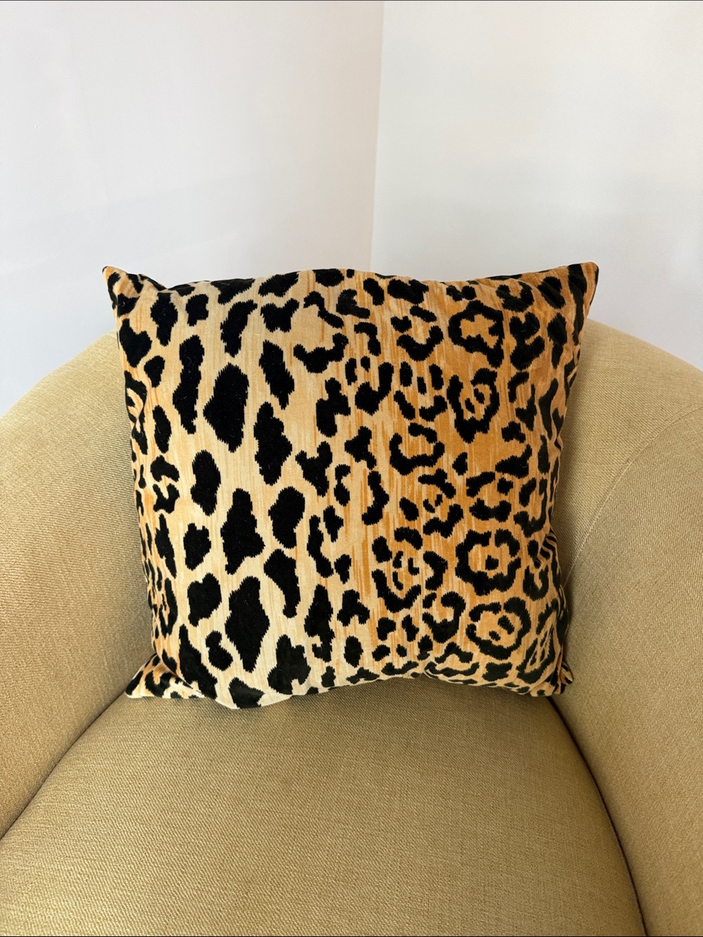 Leopard Print Decorative Throw Pillow - Black and Tan